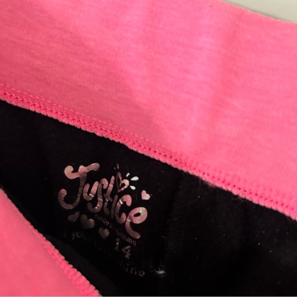 Justice Girls Black and Hot Pink Love Joggers Sweatpants - Picture 3 of 4